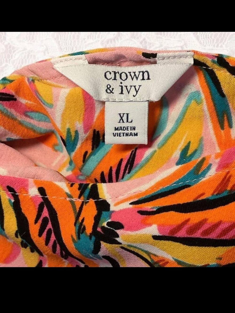 Crown & Ivy Pink Dress with Multicolor Banana Print XL - Picture 4 of 4